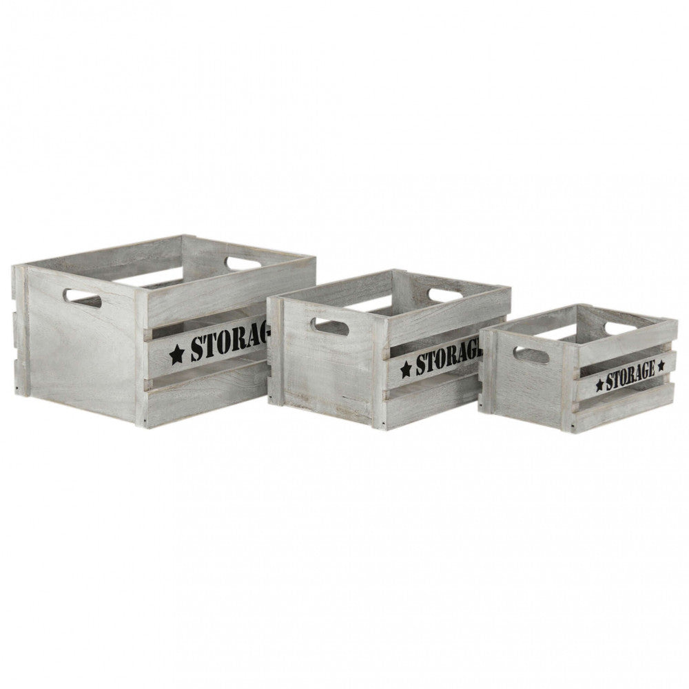 Set di 3 cassette in legno séline