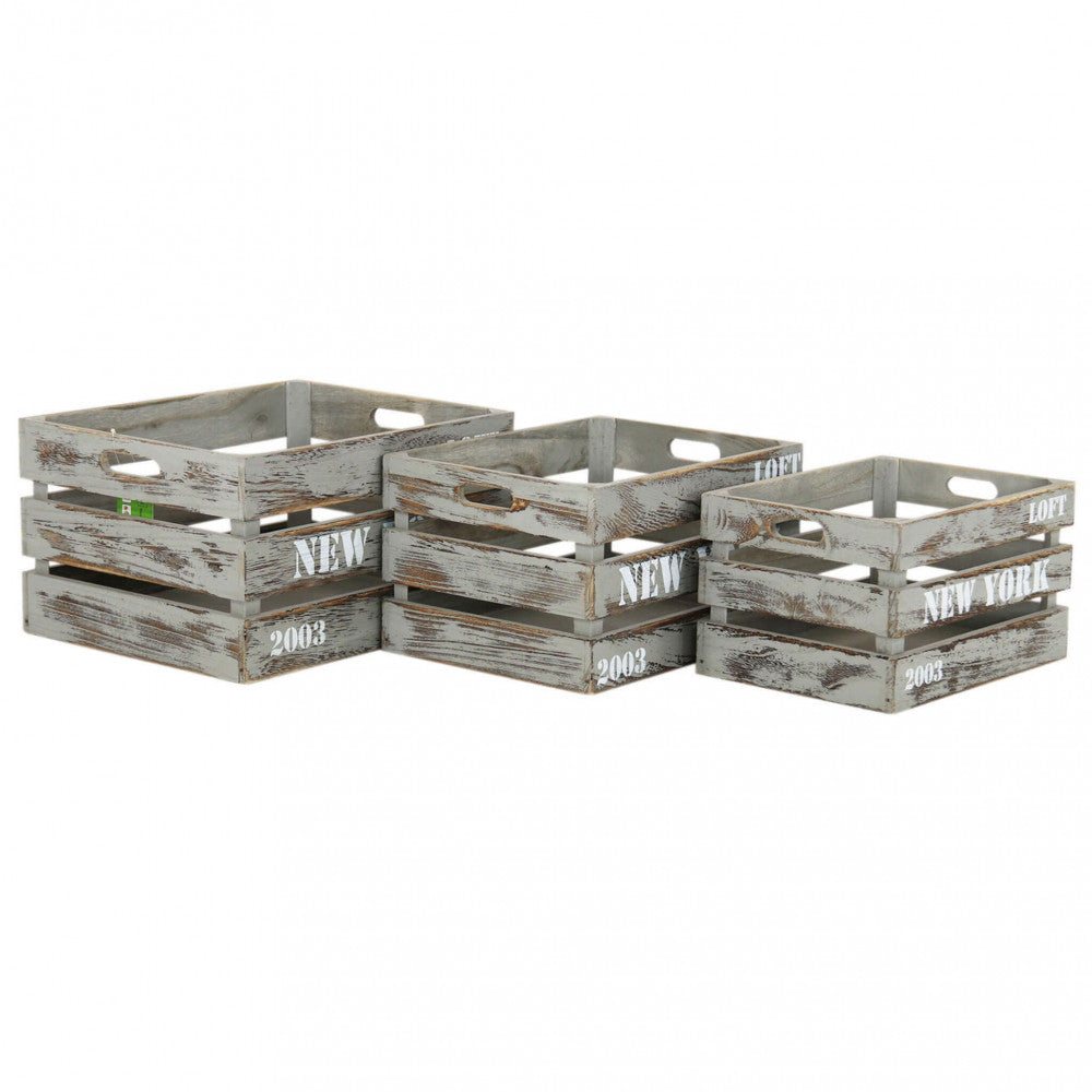 Set di 3 cassette in legno théa