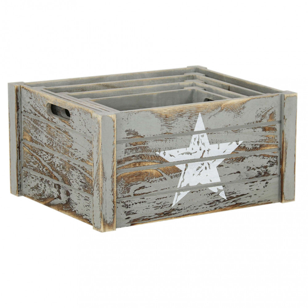 Set di 4 cassette in legno valérie