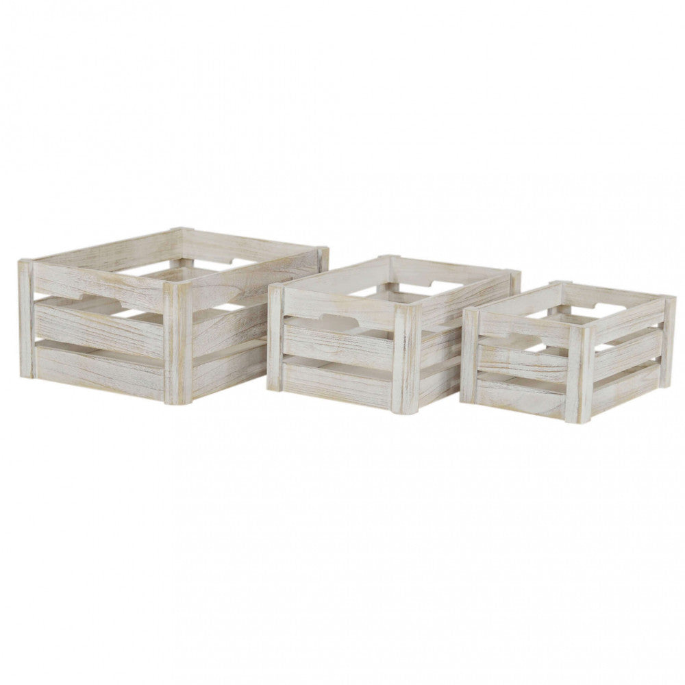 Set di 3 cassette in legno viviane