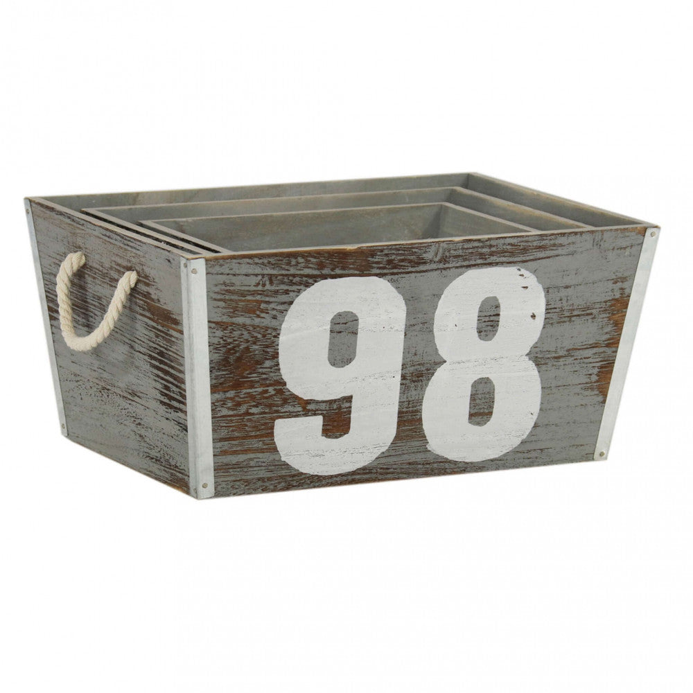 Set di 3 cassette in legno zoe