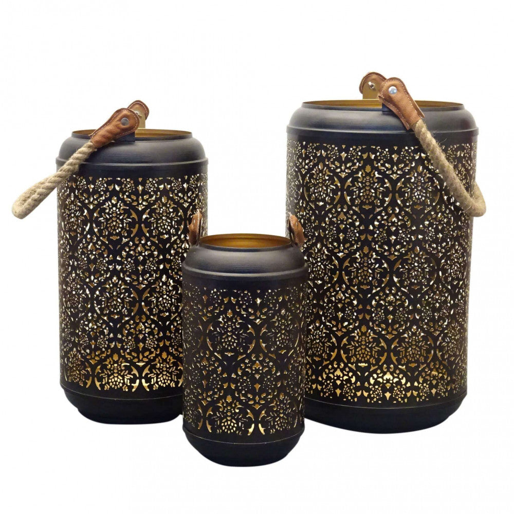 Set of 3 metal lanterns célie