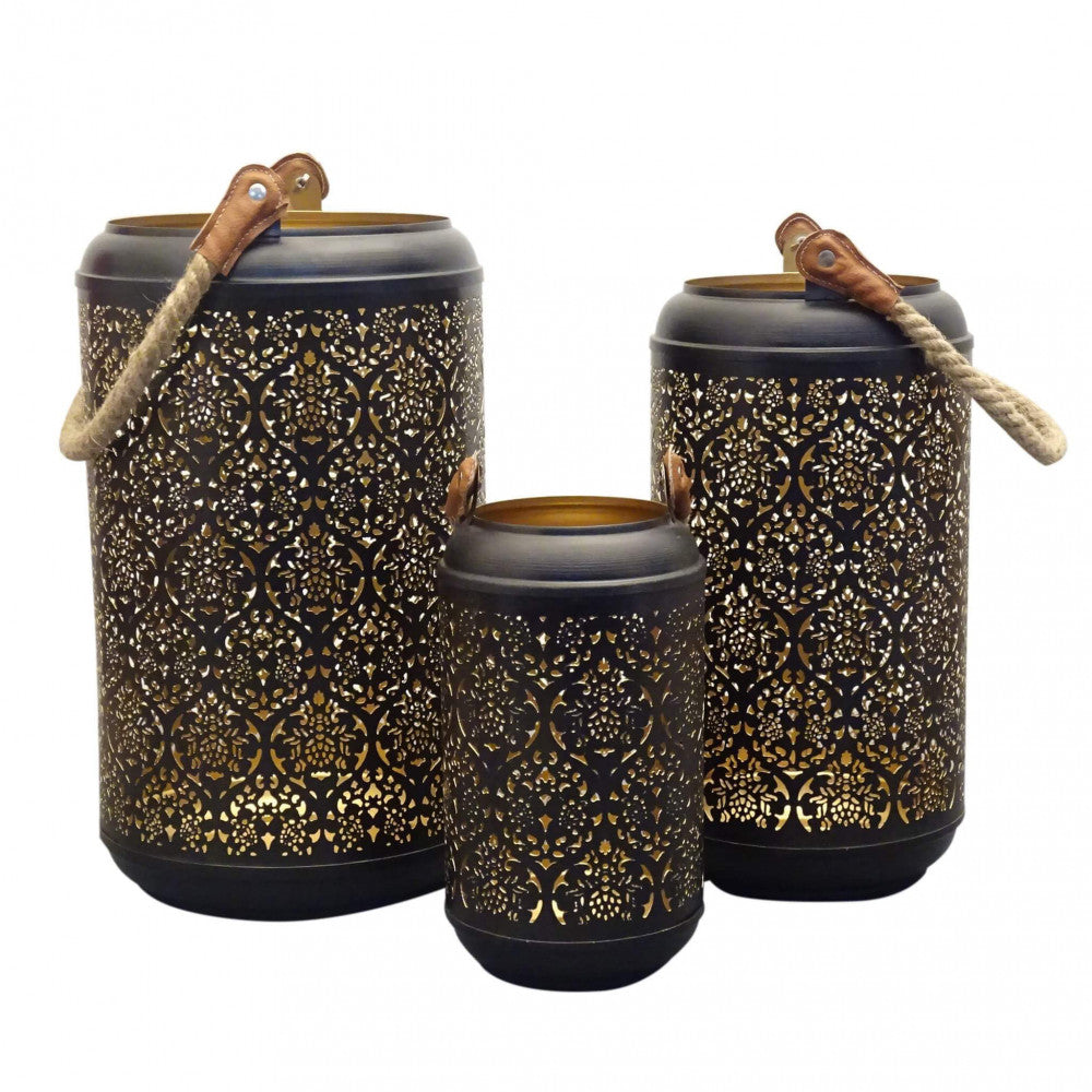 Set of 3 metal lanterns célie