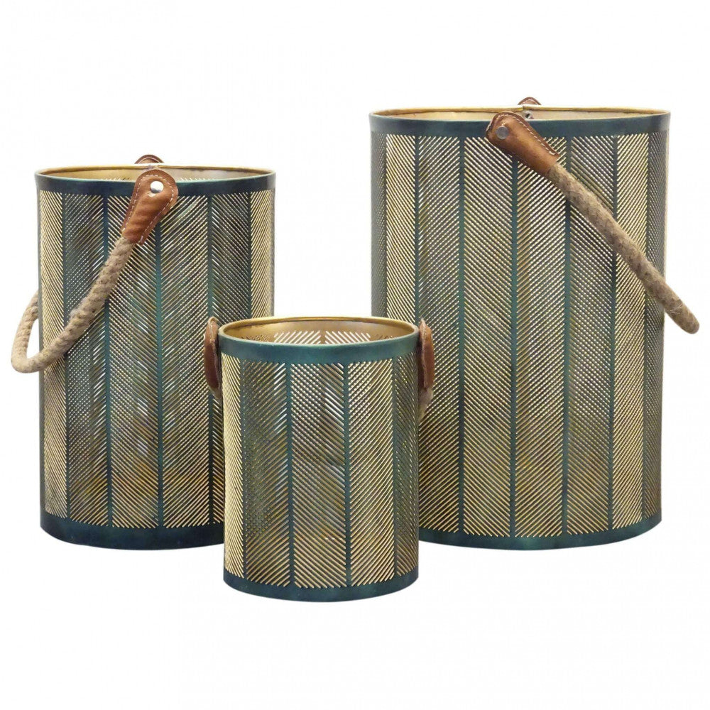 Set di 3 lanterne in metallo chloé