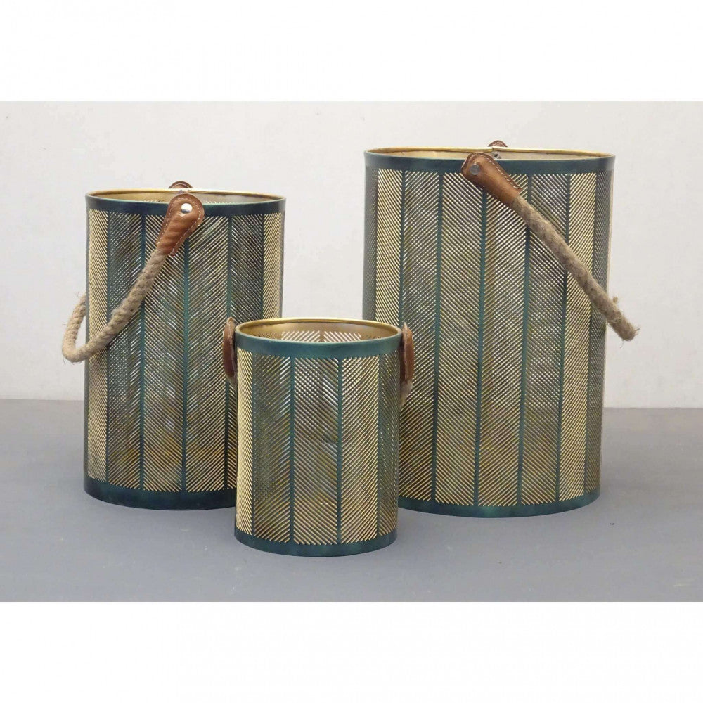 Set di 3 lanterne in metallo chloé