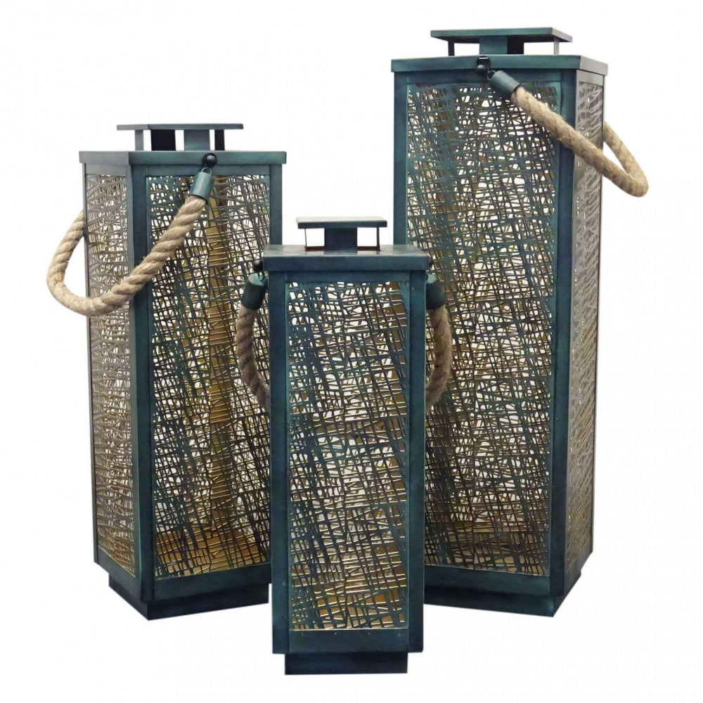 Set di 3 lanterne in metallo dahlia