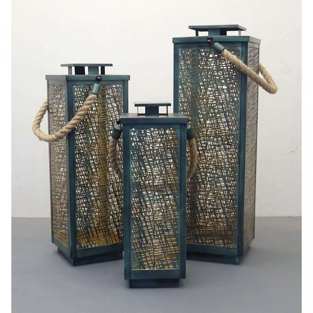 Set di 3 lanterne in metallo dahlia