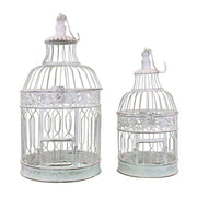 Set of 2 round Claire cages in antique white