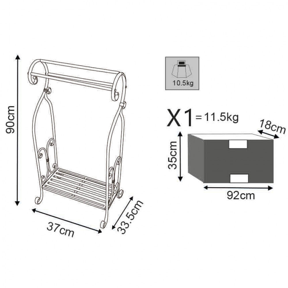 Clarence towel rack in antique white