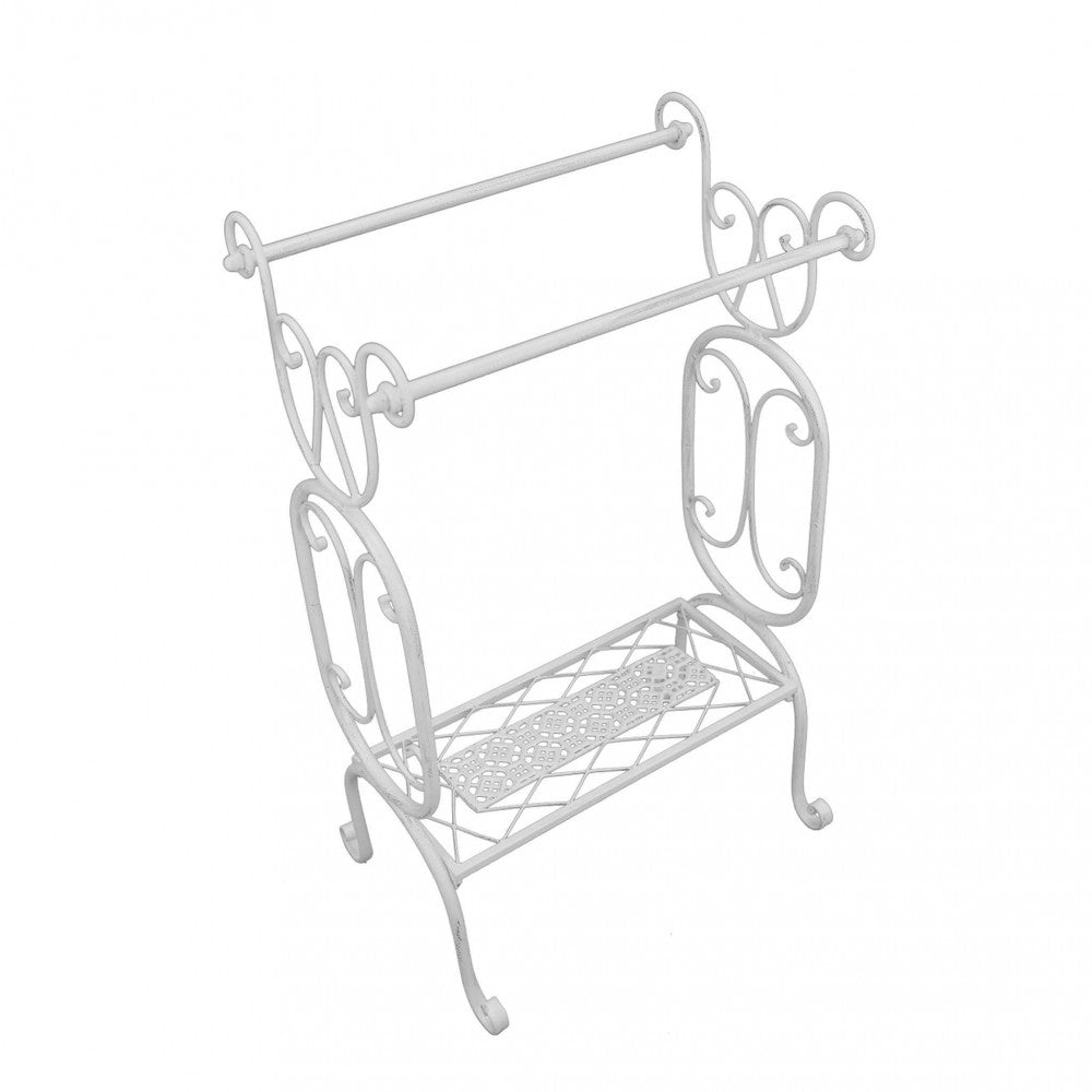 Aurielle antique white towel rack