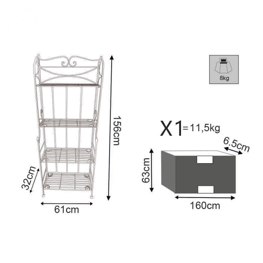 Étagère noelle 4 floors antique white