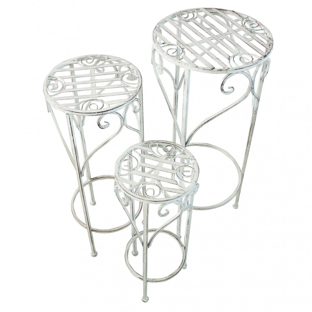 Set di 3 fioriere valerie bianco antico