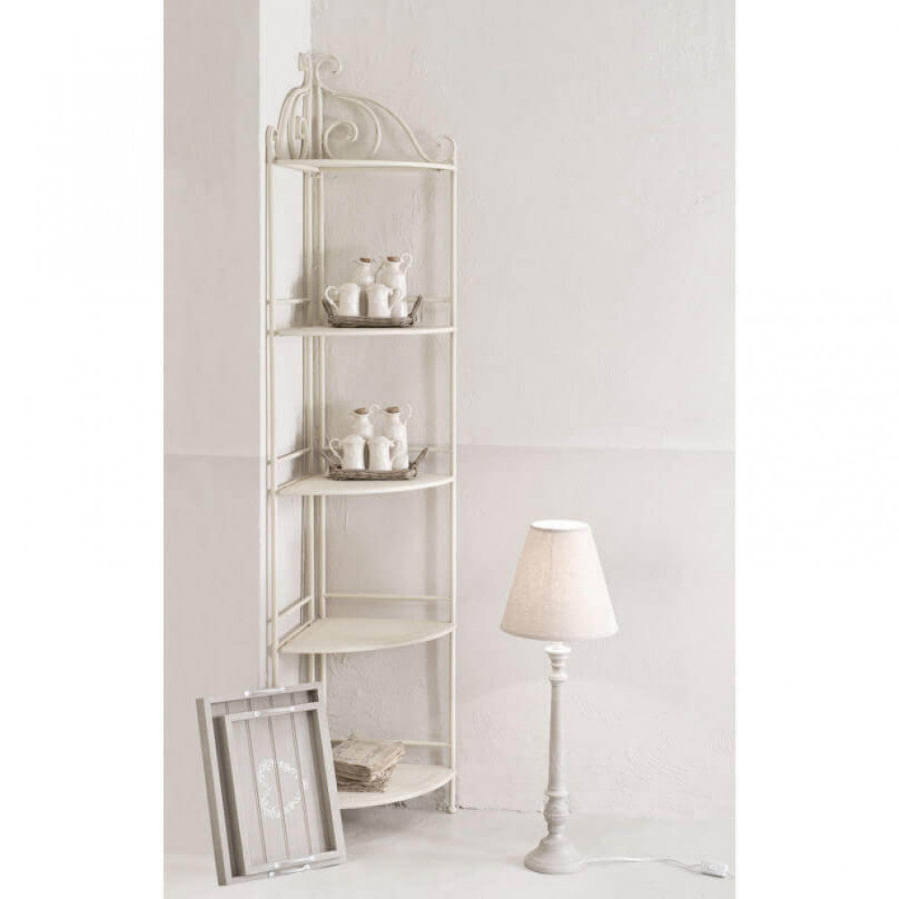 Arianne 5-tier corner shelf in antique white
