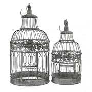 Set of 2 round white oxidized claire cages