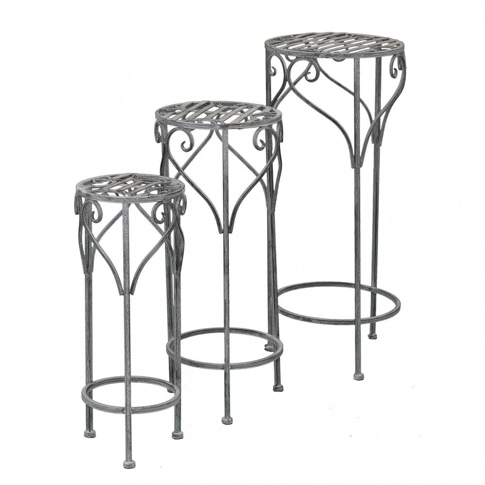 Set di 3 fioriere valerie bianco ossidato