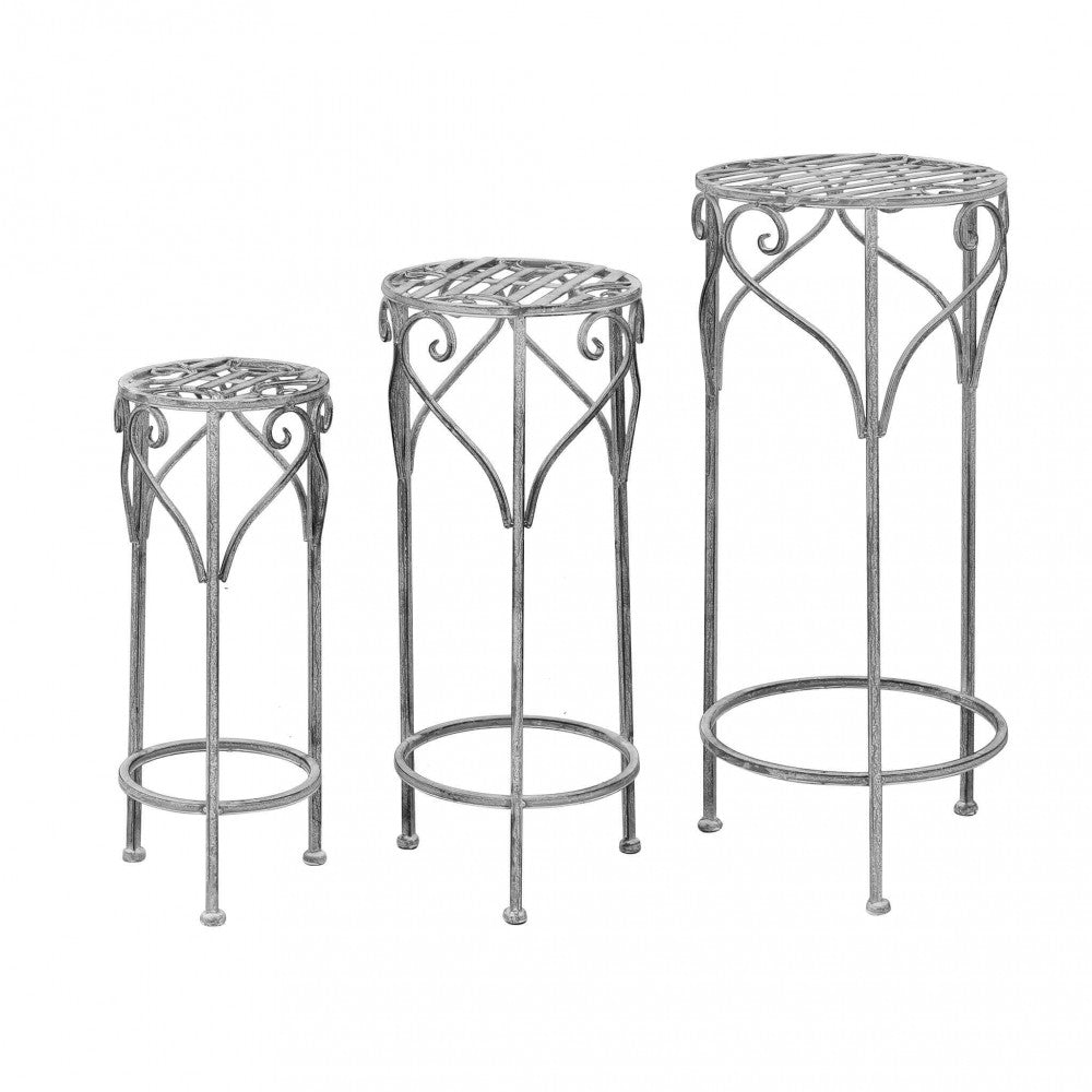 Set di 3 fioriere valerie bianco ossidato