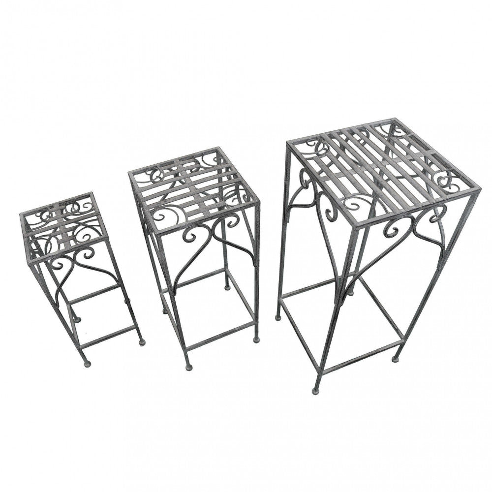 Set di 3 fioriere vincent bianco ossidato