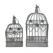 Set of 2 rectangular oxidized white natalie cages