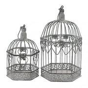 Set of 2 hexagonal Sophie cages in oxidized white