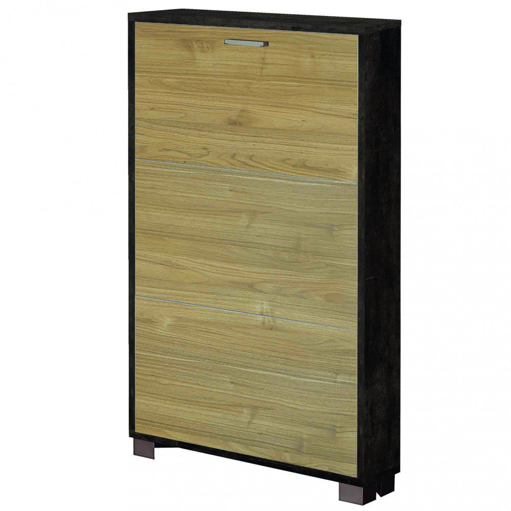 A753onns030 scarpiera 3 ante p.18 ossido nero e noce stelvio