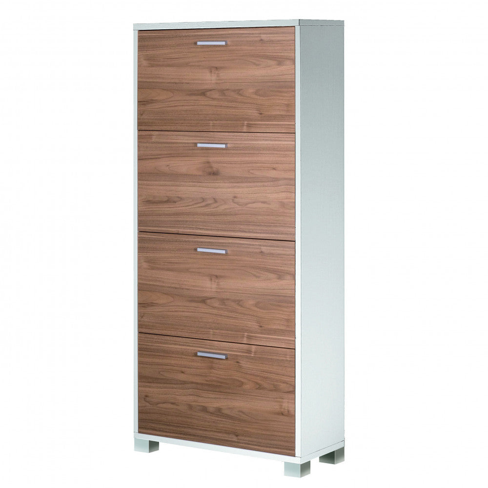 A764bfns scarpiera 4 ante p.29 bianco fiammato e noce stelvio