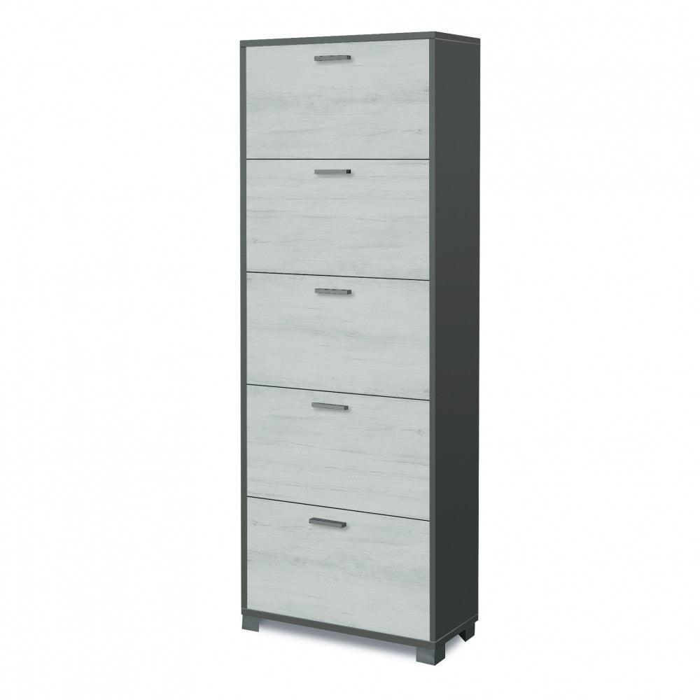 A765ttqb030 scarpiera 5 ante p.29 titanio e quercia bianco