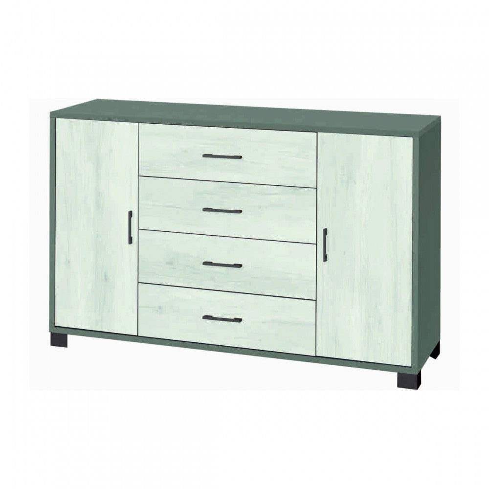 A775ttqb030k mobile 2 ante 4 cassetti - kit titanio e quercia bianco