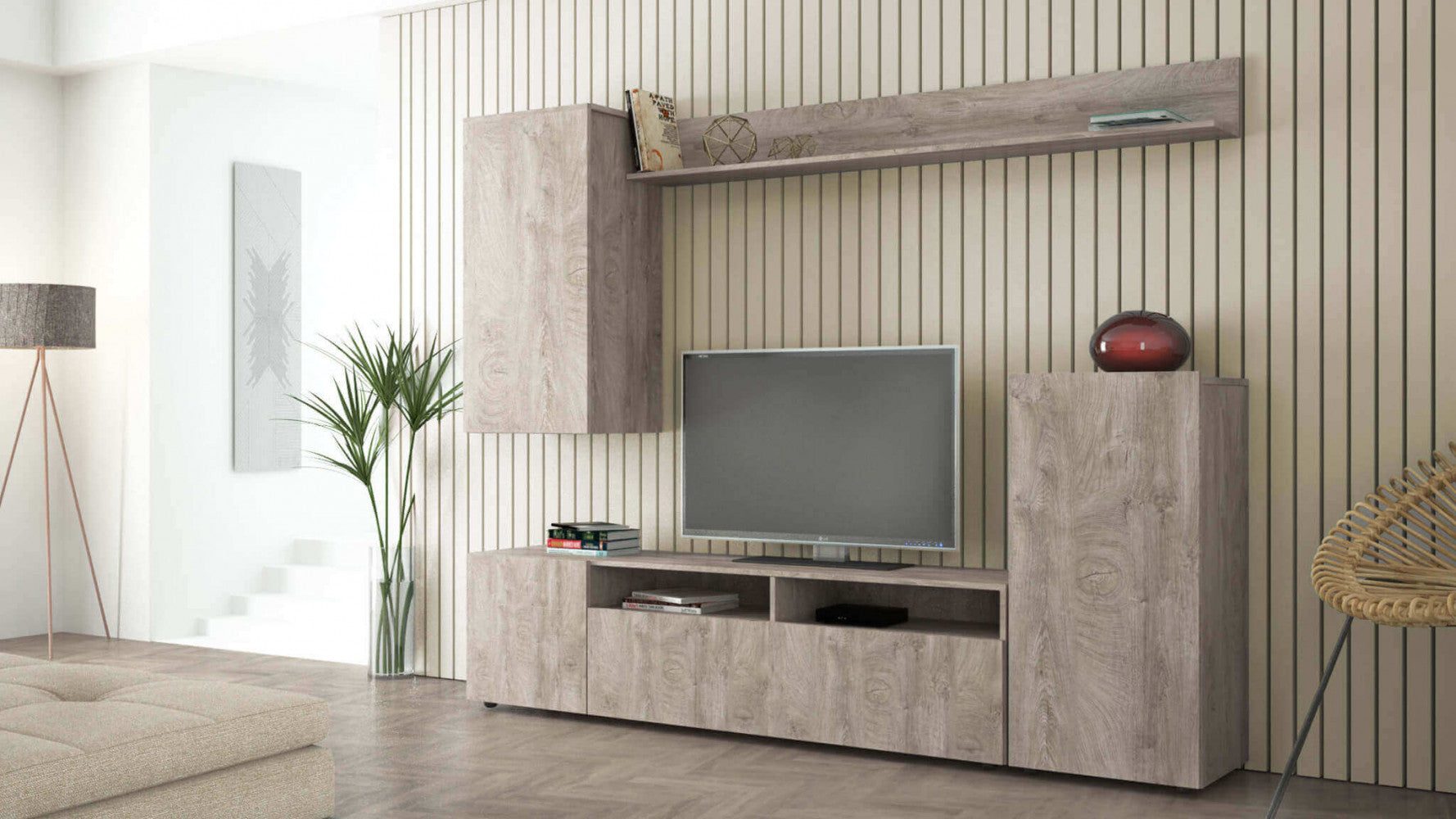 Parete soggiorno bridge rovere chiaro