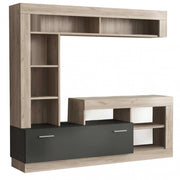 Parete soggiorno leonard antracite e olmo