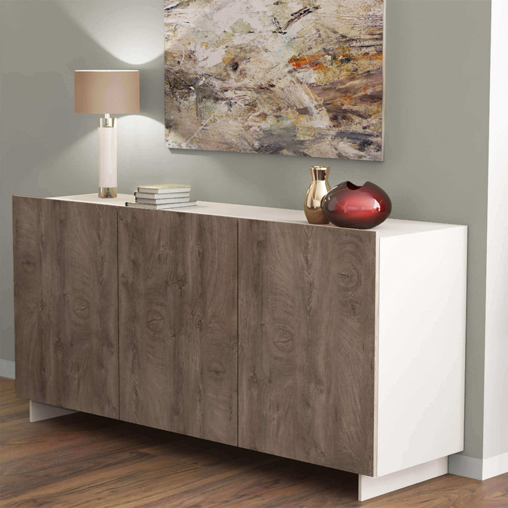 Credenza carlile bianco e rovere chiaro