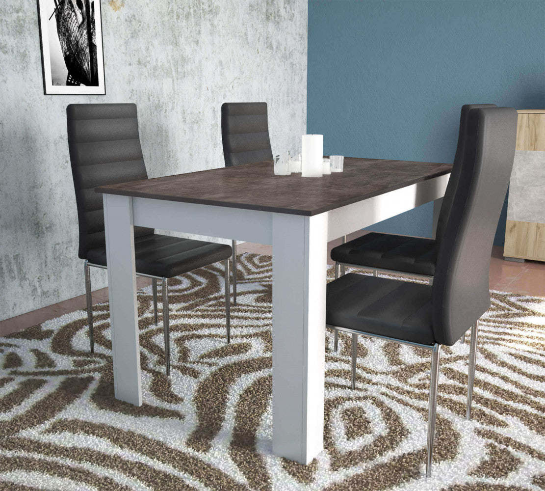 Tavolo pepper bianco e grigio scuro effetto cemento