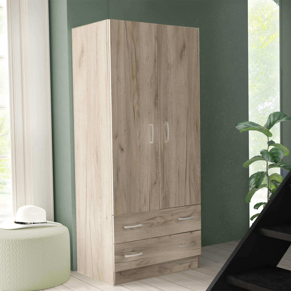 Armadio 2 ante e due cassetti pop olmo