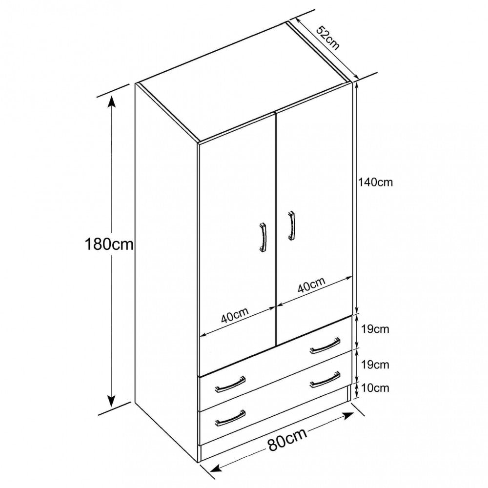 Armadio 2 ante e due cassetti pop olmo