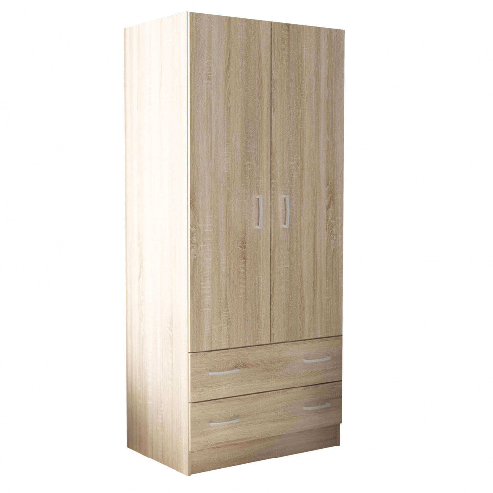 2-door, 2-drawer pop wardrobe in light oak