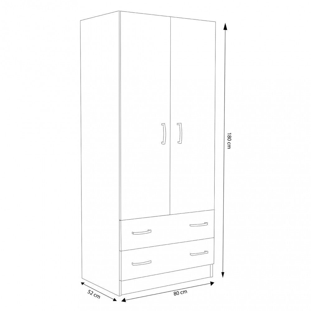 2-door, 2-drawer pop wardrobe in light oak