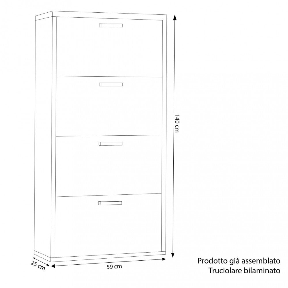 Scarpiera molly 4 ante a ribalta olmo chiaro