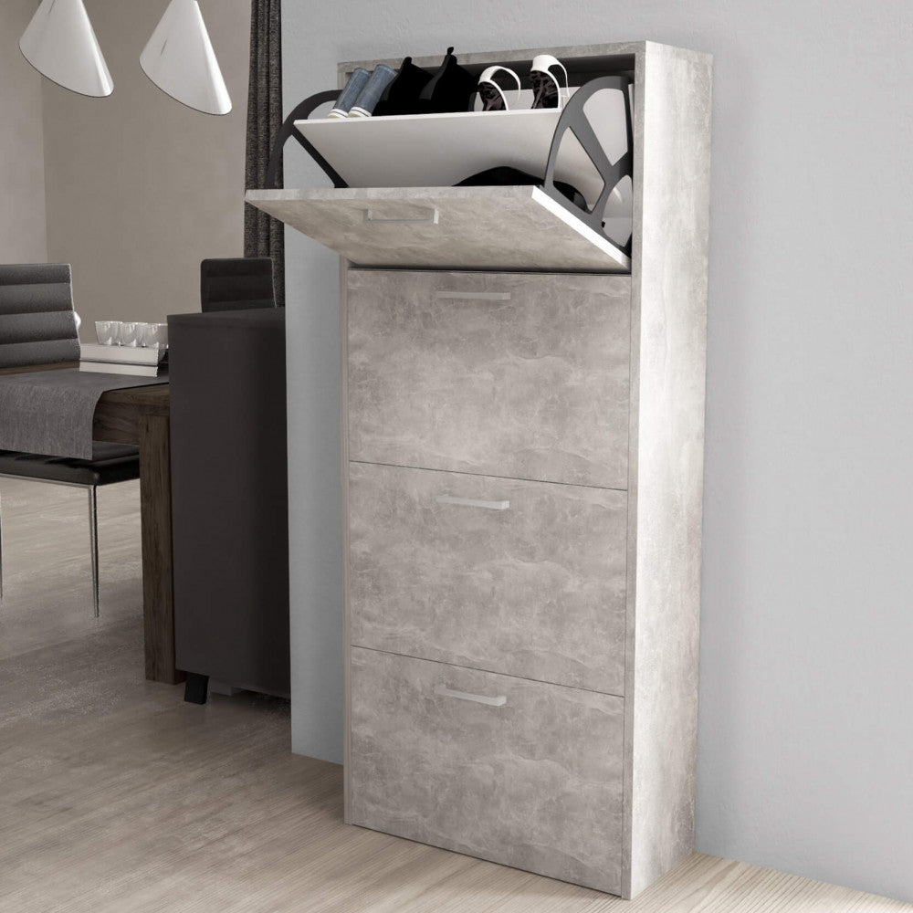 Scarpiera molly 4 ante a ribalta grigio effetto cemento
