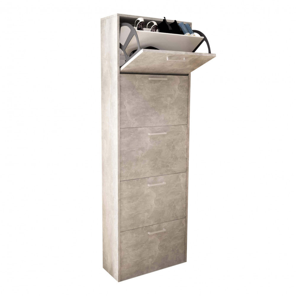 Scarpiera molly 5 ante a ribalta grigio effetto cemento