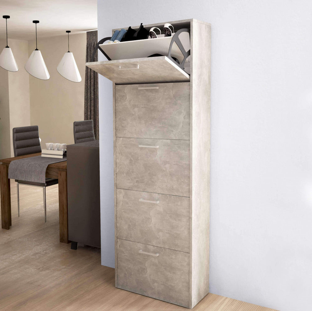 Scarpiera molly 5 ante a ribalta grigio effetto cemento