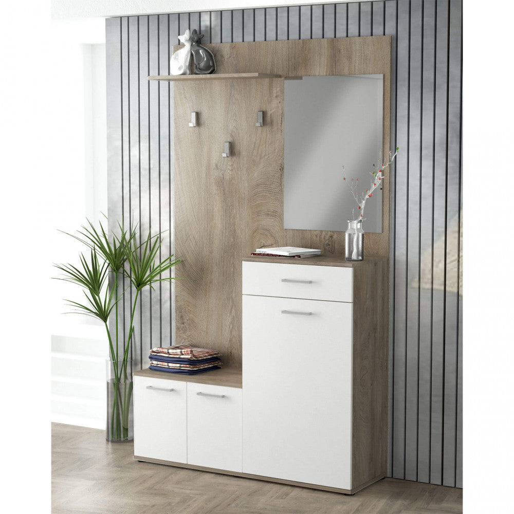 Mobile per entrata smeraldo rovere chiaro e bianco