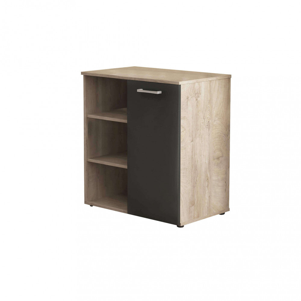 1-door cabinet with 3 shelves, light oak and anthracite