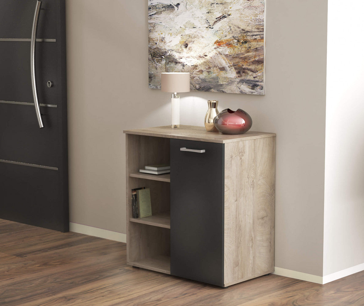 1-door cabinet with 3 shelves, light oak and anthracite