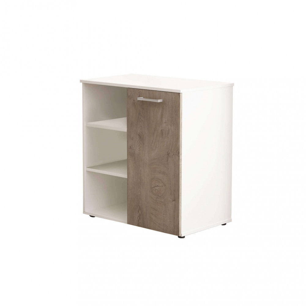 1-door cabinet with 3 shelves, white and light oak