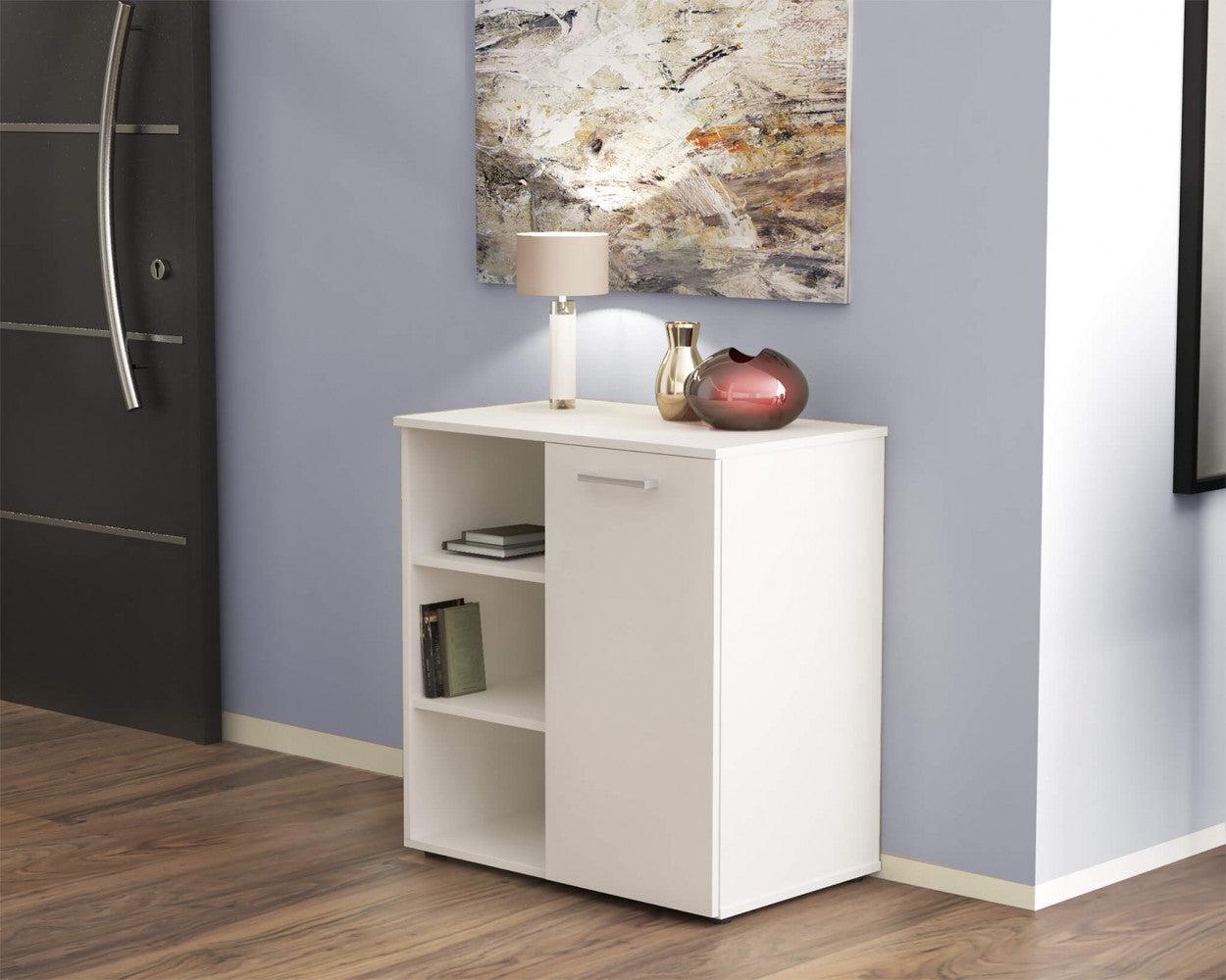 1-door cabinet with 3 shelves, white mark