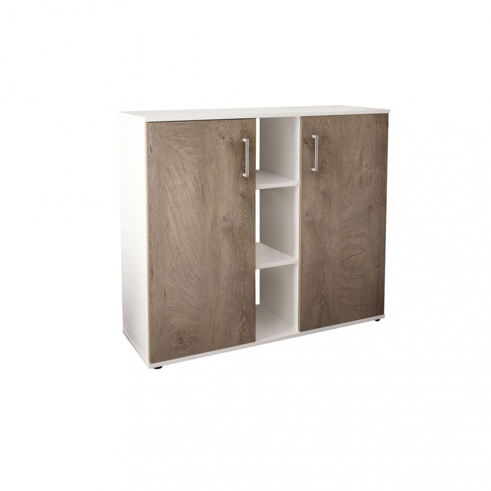 2-door cabinet with 3 shelves, Frank white and light oak