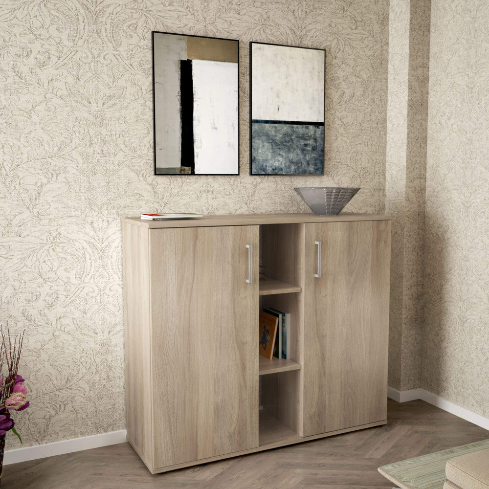 2-door cabinet with 3 shelves in light elm