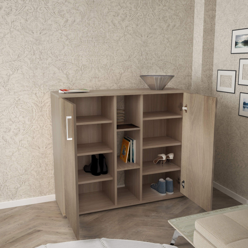 2-door cabinet with 3 shelves in light elm
