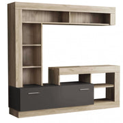 Parete soggiorno leonard rovere e taupe