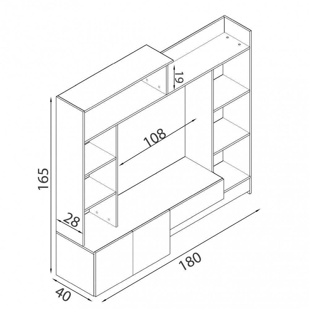 Parete soggiorno entry olmo e grigio