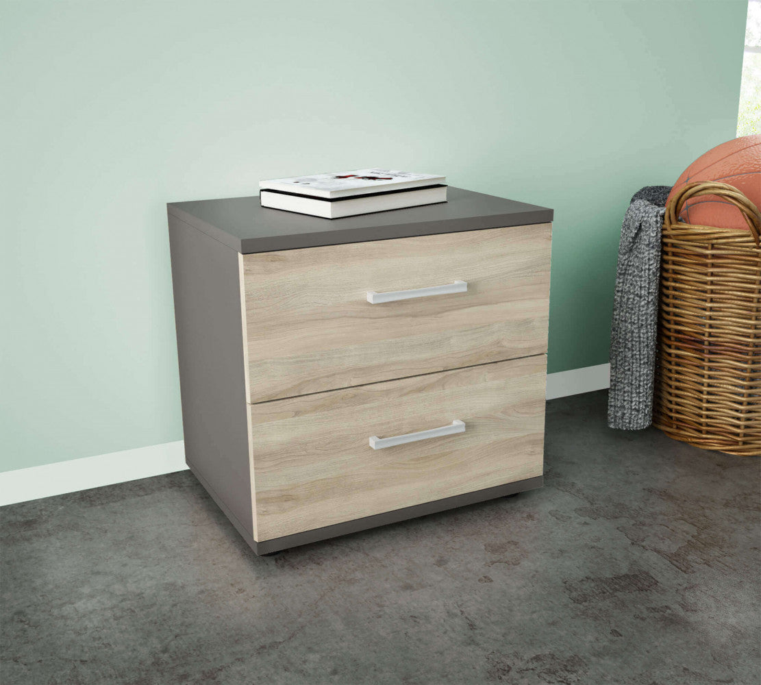 Comodino ares grigio e olmo